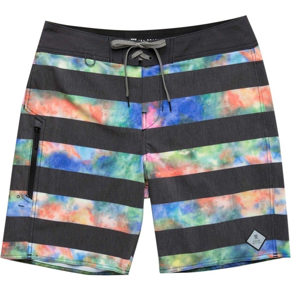 Roark Revival Mens Stripoli Hybrid Linerless Single Pocket Board Shorts 32